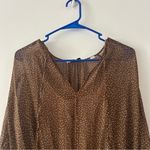 Vince  Brown Polka Starry Dot Shirred Long Sleeve Dress Size S Photo 3