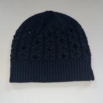 Sandro  Navy Blue Wool Blend Crystal Jeweled Beanie Photo 2