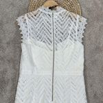 Bardot NWT  Imogen Lace Chevron Sheath Dress Sleeveless High Neck in White 10L Photo 6