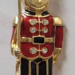Vintage Precious Christmas Toy Soldier Pin Brooch Costume Jewelry Red Photo 2