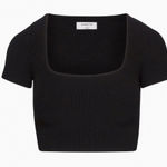 Aritzia Babaton Black Sculpt Knit Square Neck Short Crop- Size XS Photo 0