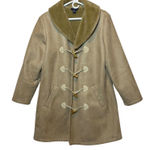 CHAPS ‎ Women's Faux Suede Coat Jacket Toggle Front Sherpa Collar Beige Mobwife Photo 0
