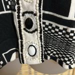 Berek Vintage 1990s Y2K Bl;ack White Geometric Shapes Cardigan Sweater Large Black Photo 9