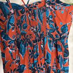 Jason Wu Linen Blend Tiered Dress Beaded Tropical Print Blue Orange L Large Photo 8