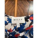 Milly  Rose Hibiscus Printed Silk Flutter Dress Photo 3