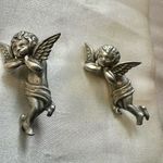 JJ Jonette removable cherub silver tone earrings Photo 8