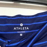 Athleta  Chaturanga Capri Legging Women's Medium Blue Striped‎ Stretch Logo Photo 2