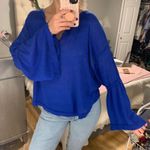 Free People  blue dahlia thermal bell sleeve top Photo 7