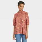 Knox Rose  Smocked High Neck Floral Top Photo 2