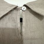 LINA TOMEI Italy Short Dress Embroidered Taupe Linen Sleeveless small Photo 5