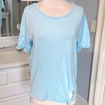 Envy Baby Blue Top Short Sleeve Tie Knot Green  Womens Medium Cotton Airy Photo 6