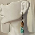 Glass jar blue bead happy earrings Photo 5