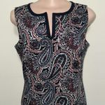 Talbots  woman dress size 12 paisley print dark blue red white zipper back Photo 1