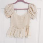 Japanese Kawaii Cottage Nude Lace Ruffle Bow Ribbon Blouse Shirt Top White Size XS Photo 7