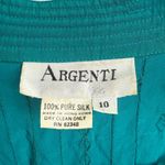 VTG Argenti 100% Silk Beaded Dress Teal Green Long Sleeve sz 10 Mob Wife Luxury Photo 3