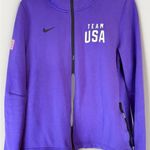 Nike Dri Fit Full Zip Hoodie Team USA Swoosh Logo Purple Small Photo 0