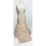 Jovani  Strapless Trumpet Embroidered Corset‎ Prom Dress Gown Light Cafe Size 16 Photo 1