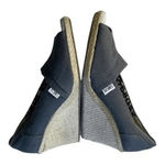 Toms Shoes Women Size 6.5 Grey Canvas Peep Toe Slip On Espadrille Wedges Pumps Photo 3