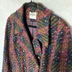 Vintage 1980s Wallis Multicolor Wool Blend Double Breasted Tweed Blazer Jacket Black Size 6 Photo 2