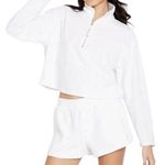 Stoney Clover Lane  x Target Half Zip Cropped Sweatshirt Terry Cotton White M Photo 1