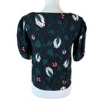 Kate Spade Deco Bloom Crepe Blouse Black Floral Print V Neck Elegant XS Photo 3