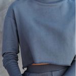 VICI AIRPORT GLAM COTTON MOCK NECK LONG SLEEVE TOP - GREY BLUE Photo 3