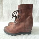 Sorel Joan of Arctic Wedge II Brown Nubuck Lace Up Ankle Boots Sz 8 Cattail Photo 5