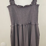 DEEPSELF Smocked Romper Ruffle Strap Sleeveless Casual‎ Jumpsuit XL Gray Photo 0