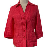 Peck & Peck Collection Women's Red 100 Linen Textured 3/4 Sleeve Blazer Size 6 Photo 0