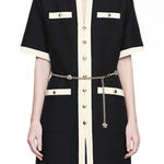 Gucci  Wool Silk Dress with Chain Belt size IT 40 Original Price $3755 Photo 0