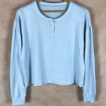 Jenni  Ribbed Henley Pajama Top, Pale Blue NWT Medium Photo 0