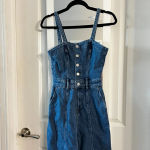 Paige  Denim Belted Button-Front Jumpsuit – Size 0 Photo 2