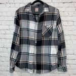 Mossimo Athletic Fit Plaid Flannel Button Down Top Black Size M Photo 0