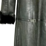 Vintage Centropel Real Shearling Long Leather Coat Fur Collar 90s Black Small Photo 11