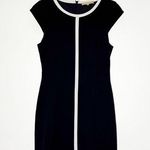 Michael Kors Collection Scoop Neck Designer Cap Sleeve Navy Dress Career Size 8 Photo 0