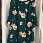Xhilaration Dark Green Purple Floral Print 3/4 Sleeve Casual Cute Photo 0