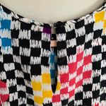 Vintage | Bobbie Brooks Rainbow Checkerboard Print Short Sleeve Blouse Top S Black Photo 2
