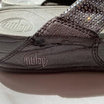 FitFlop  Lulu Rhinestone Thongs Flip Flops Gray Graphite Comfort Sandals Summer‎ Photo 4