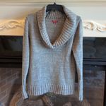 Merona Comfy Sweater Gray Sequin Collar Plunge Neck Roomy Womens Medium Photo 5