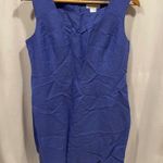 Cute vintage 90’s periwinkle linen blend square neck sheath mini dress Blue Size L Photo 0