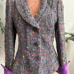 Armani Collezioni Vintage Tweed Wool Jacket Colorful Nubs Sz 6 Made n Italy Photo 0