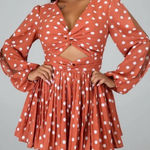 The Sang Polka Dot Twist Front Romper Women Large Brown NEW Cow Girl Western Photo 0