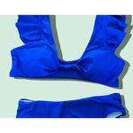 SheIn Medium Womens bright blue Bikini front tie deep V neck high waisted cheeky Photo 9