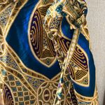 Fire Studio Blue and Gold Patterned boho look wrap style skirt 1X Photo 5