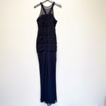 Halston Heritage NWT  Sleeveless High Neck Fitted Ruching Dress Gown Navy 8 Photo 5