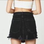CARMAR BEATRICE Zip Front Black Denim Mini Skirt Distressed Raw hem Size 24 Photo 1