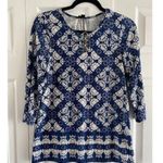 Tacera Women's Blue Textured Blouse Career On the Go Coastal Small Photo 0