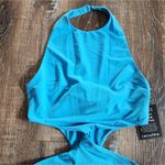 Retrofête Retrofete Raven Dress in Peacock Blue Size Small Halter Open Back NWT Sleeveless Photo 3