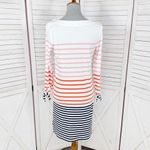 Nautica Striped Tie Sleeve Shirt Shift Dress White Coral Small Photo 4