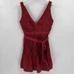Alexis  Marilou Crinkle Burgundy Red Mini Dress Size Large NWT (Broken Zipper)‎ Photo 2